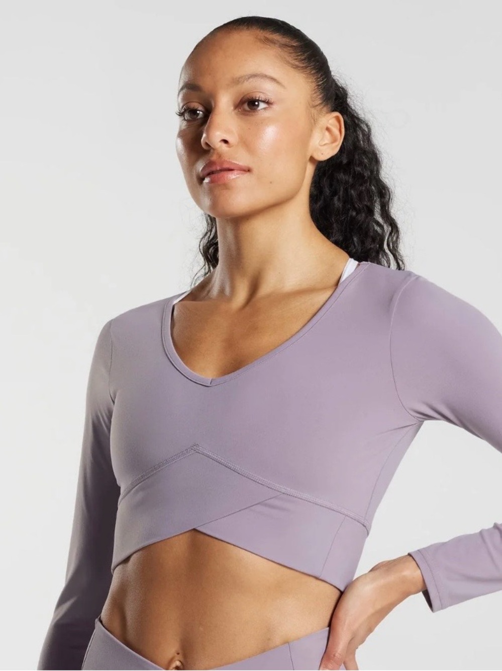 Gymshark Lavender Long Sleeve Crossover Crop